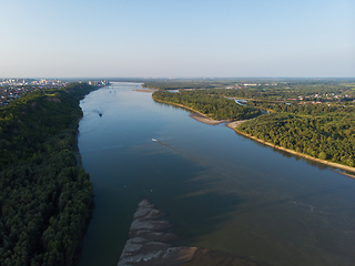 Image showing Aerial view of big siberian Ob river