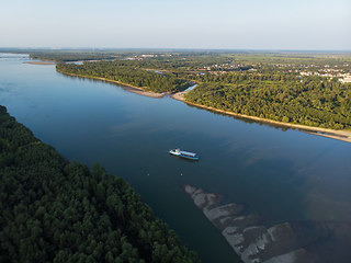 Image showing Aerial view of big siberian Ob river