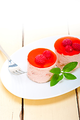 Image showing fresh raspberry cake mousse dessert