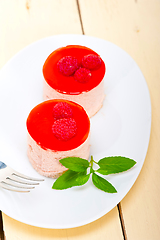 Image showing fresh raspberry cake mousse dessert