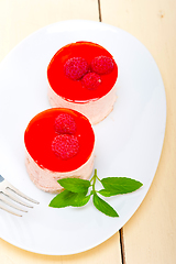 Image showing fresh raspberry cake mousse dessert