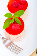 Image showing fresh raspberry cake mousse dessert