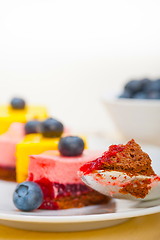 Image showing strawberry and mango mousse dessert cake