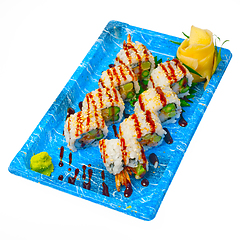 Image showing take away sushi express on plastic tray