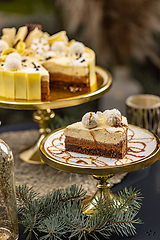 Image showing Three layered chocolate mousse cake