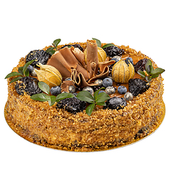 Image showing Festive cake with nuts and salted caramel