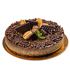 Image showing Chocolate cake decorated with melted chocolate