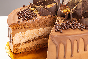 Image showing Layered chocolate mousse cake