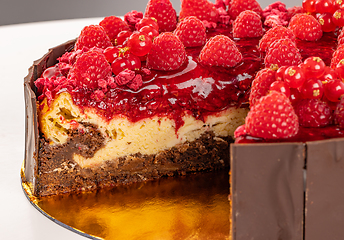 Image showing Close up of chocolate vanilla marble cake