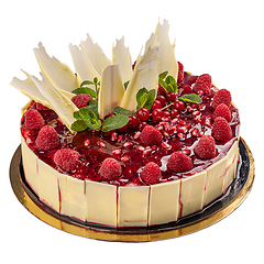 Image showing Cheesecake with pomegranate sauce topping