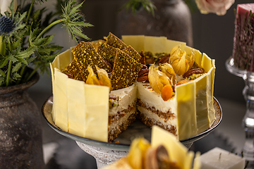 Image showing Layered nut cake with mascarpone cream