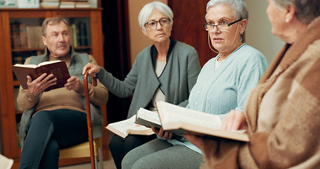 Image showing Praying, worship and community with people in bible study for support, Christian and spiritual. Counseling, faith and religion with prayer group in church for connection, hope and meeting together