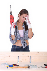 Image showing Beauty woman thinking with auger 