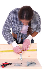 Image showing woman carpenter at work