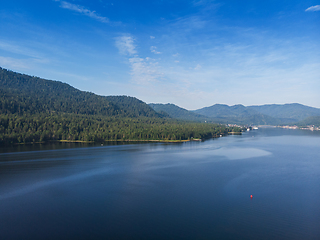 Image showing Aerial view on Teletskoye lake in Altai mountains