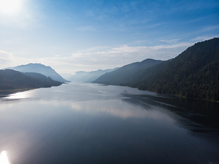 Image showing Aerial view on Teletskoye lake in Altai mountains