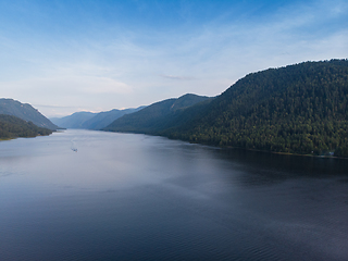 Image showing Aerial view on Teletskoye lake in Altai mountains