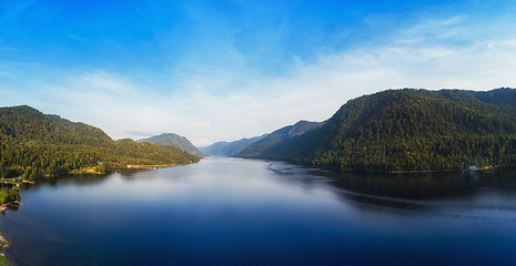 Image showing Aerial view on Teletskoye lake in Altai mountains