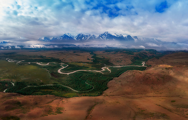 Image showing Kurai steppe and North-Chui ridge
