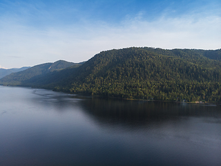 Image showing Aerial view on Teletskoye lake in Altai mountains