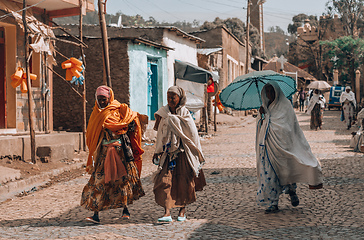 Image showing Women return from the morning Mass, Aksum Ethiopia, Africa