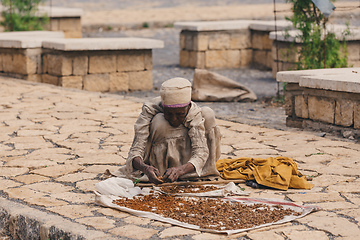 Image showing Old woman sell incense in Aksum, Ethiopia Africa