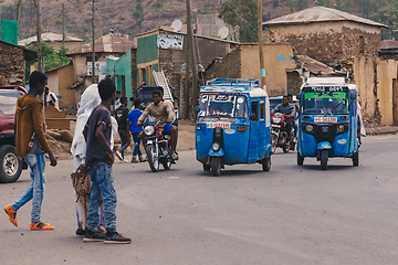 Image showing blue color auto rickshaw known as Tuk tuk, Ethiopia