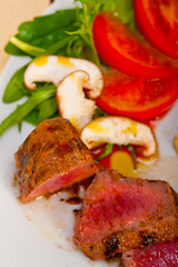 Image showing beef filet mignon grilled with vegetables