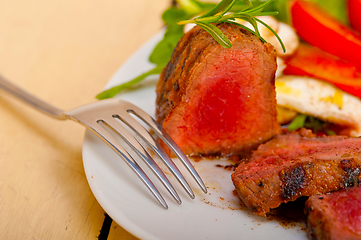 Image showing beef filet mignon grilled with vegetables