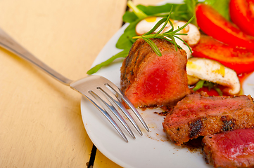 Image showing beef filet mignon grilled with vegetables