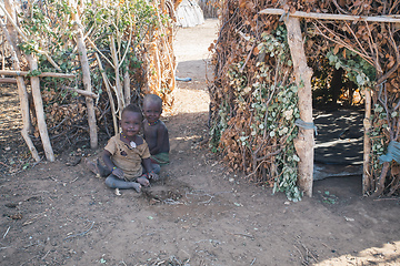 Image showing children from the African tribe Dasanesh, Omorate, Omo Valley, Ethiopia