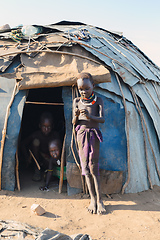 Image showing children from the African tribe Dasanesh, Omorate, Omo Valley, Ethiopia