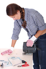 Image showing woman carpenter at work