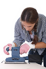 Image showing woman carpenter at work