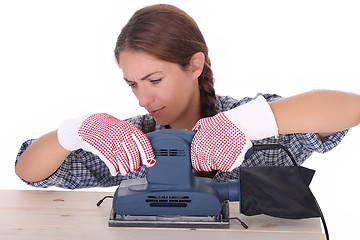 Image showing woman carpenter at work