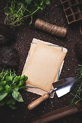 Image showing Gardening concept with paper card