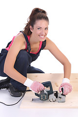 Image showing woman carpenter at work