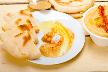 Image showing Hummus with pita bread