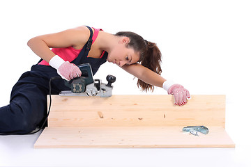 Image showing woman carpenter at work