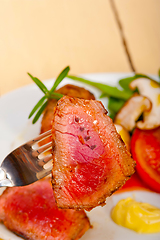 Image showing beef filet mignon grilled with vegetables