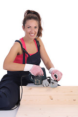 Image showing woman carpenter at work