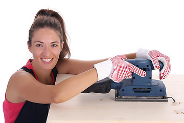 Image showing woman carpenter at work