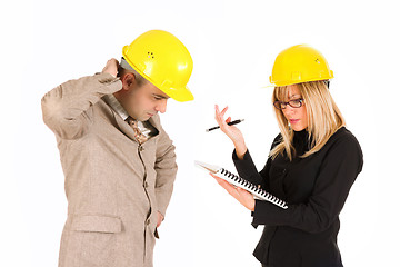 Image showing angry businesswoman and architect 