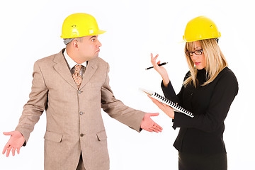 Image showing angry businesswoman and architect 