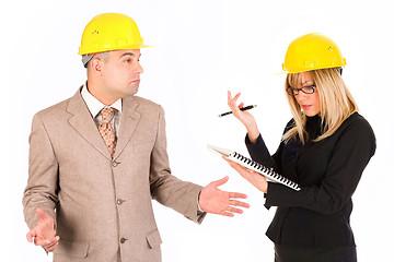 Image showing angry businesswoman and architect 