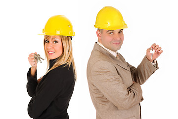 Image showing couple of architect with keys 