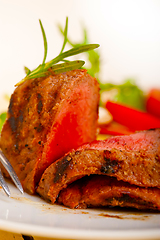 Image showing beef filet mignon grilled with vegetables