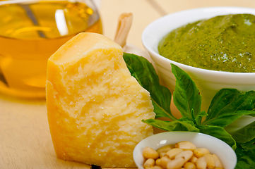 Image showing Italian basil pesto sauce ingredients