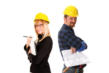 Image showing architect and construction worker 