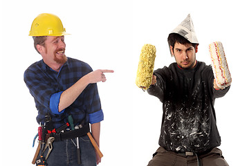 Image showing construction worker and house painter